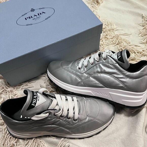 PRADA Logo Nylon Casual Laceup Sneakers - Picture 1 of 11